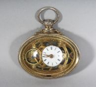 A SUPERB OPEN ESCAPEMENT OVAL POCKET WATCH by C. SELLNER IN WIEN. 2ins long.