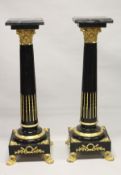 A VERY GOOD PAIR OF MARBLE TOP PEDESTALS. 4ft 5ins high.