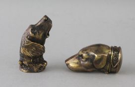 TWO CAST BRASS DOGS HEAD VESTAS. 2ins.