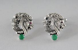 A PAIR OF SILVER DRAGONFLY CUFFLINKS.