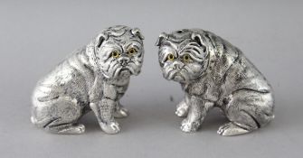 A PAIR OF CAST 800 PUG DOG SALT AND PEPPERS. 2.5ins high.