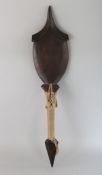 A POLYNESIAN WOODEN CLUB with rope bound handle. 25ins long.