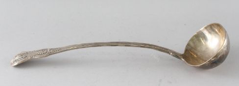 A VICTORIAN QUEENS PATTERN SILVER SOUP LADLE. London 1857. Maker: WS. Weight 10ozs.