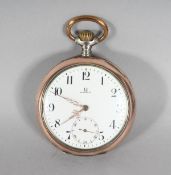 A GENTLEMAN'S SILVER OMEGA POCKET WATCH.