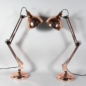 A GOOD PAIR OF COPPER ANGLEPOISE LAMPS.