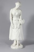 A LARGE PARIAN FIGURE OF A YOUNG GIRL by A. MERCIE, SEVRES. 25ins high.