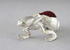 A PLATED FROG PIN CUSHION. 2ins
