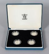 1998-2001 UNITED KINGDOM SILVER PROOF ONE POUND COIN SET.