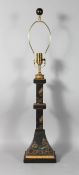 A CHINESE DESIGN TOLEWARE LAMP. 36ins high.