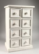A PAINTED PINE TABLE TOP CHEST OF EIGHT SMALL DRAWERS, 20TH CENTURY. 20.5ins high x 12.5ins wide x