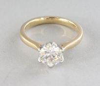 A SUPERB 1.3CT SOLITAIRE DIAMOND RING, set in platinum. Colour N. Clarity VS2. Sold with