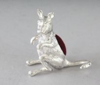 A PLATED KANGAROO PIN CUSHION. 1.5ins
