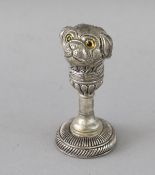 A WHITE METAL PUG DOG SEAL. 2.25ins.