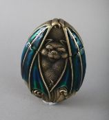 A BRASS AND ENAMEL BAT VESTA. 2.5ins.