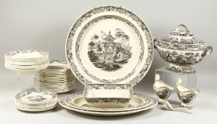 A COMPREHENSIVE LATE 19TH CENTURY CREIL IRONSTONE PART DINNER SERVICE, cream ground with black