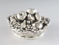 A CONTINENTAL SILVER BOWL OF FRUIT.
