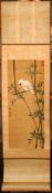 A SMALL 20TH CENTURY CHINESE SCROLL PAINTING of a cockatoo on a swing, signed and with red seal,