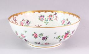 A FINE 18TH CENTURY QIANLONG FAMILLE ROSE PORCELAIN BOWL, decorated with raised monochrome