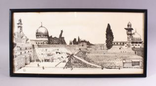A 20TH CENTURY PRINT DEPICTING THE WAILING WALL, framed and glazed, image 22cm x 48cm.