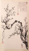 A GOOD 20TH CENTURY CHINESE SCROLL PAINTING depicting a flowering cherry blossom tree, image size