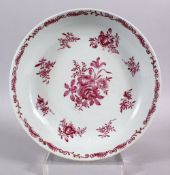 AN 18TH CENTURY CHINESE FAMILLE ROSE PORCELAIN PLATE, decorated with flora 23.5cm