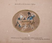 19th century, 'Dick Livireller and the Marchioness at Cribbage', An oval card playing scene, mixed