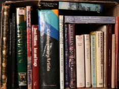 A box lot of various art books.