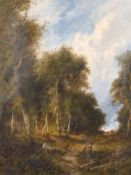 Pietro Manzoni (19th/20th century) Italian, figures by a path in a rural landscape, oil on canvas,