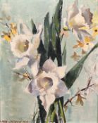 Nan Greacen (1908-1999) French, Two still life pictures of flowers, one pink roses, the other