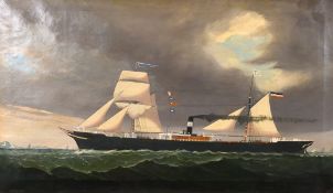 Early 20th century European school, A pair of pictures of the 'Hamburg' a steam sailing vessel,