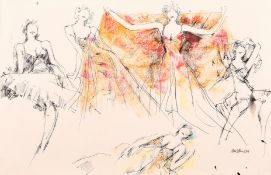Peter Collins, A study of five female figures, ink, and crayon, signed in pencil and dated 79, 14
