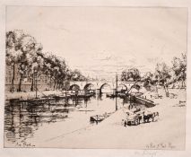 Eugene Bejot (1867-1931) French, 'Le Pont St. Paul, Paris', Etching, signed in pencil, 6