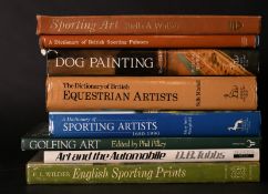 A box lot. Includes 'The Dictionary of British Equestrian Artists' by Sally Mitchell. And six