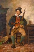 Henry Gillard Glindoni (1850-1913) British, An Irish Uilleann player in a tavern interior, oil on
