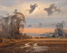 Christopher Osbourne (20th Century) British. 'The Homestead' and 'End of Day', a Pair of Oil on