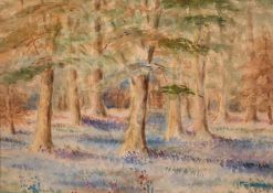 20th century school, a woodland scene with wildflowers, watercolour, indistinctly signed, 9