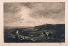 Edgar Barclay (1842-1913) British, 'The Cloverfield', an arable farming scene with figures and a