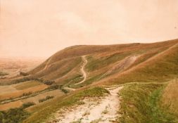 Marcus Huish, 'Ditchling, Sussex', A south downs view, signed and inscribed verso, watercolour, 10.