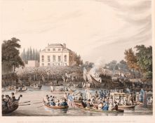Matthew Dubourg (19th century), 'Arrival at Brandenburgh House of the Watermen ...', hand-coloured