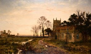 Benjamin Williams Leader (1831-1923) British, 'The Silent Restfulness of Eve', A view of a church