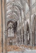 Manner of Henry Rushbury (1889-1968) British, A study of a cathedral interior, watercolour and
