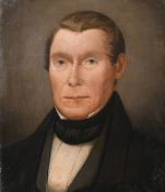19th century school, A head and shoulders portrait of a gentleman, oil on canvas, unframed, 14.25