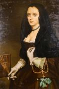 After Diego Velazques, 'The Lady with a Fan', oil on canvas laid onto board, 35.5