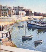 Arthur Hayward (1889-1962) British, 'The Harbour, St. Ives', A scene of boats in a harbour with