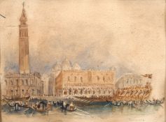 Circle of Turner, A view across the Grand Canal, watercolour, bears inscription, 6