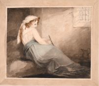 18th century, Circle of Thomas Stothard (1755-1834), British, A study of a captive lady in the light