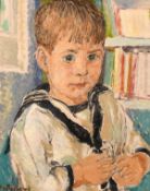 Harry Rutherford (1903-1985) British, A half-length portrait of a boy in a sailor's uniform, oil