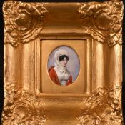 Early 19th century school, A pair of miniature portraits of a couple, watercolour, in fine swept