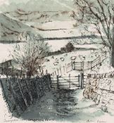 Alan Keeler (1923-2013) British, 'Sheepfold Little Langdale', an agricultural landscape, ink & wash,