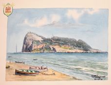 Marin?, A view of Gibraltar, watercolour, signed and inscribed 'Calpe', 7